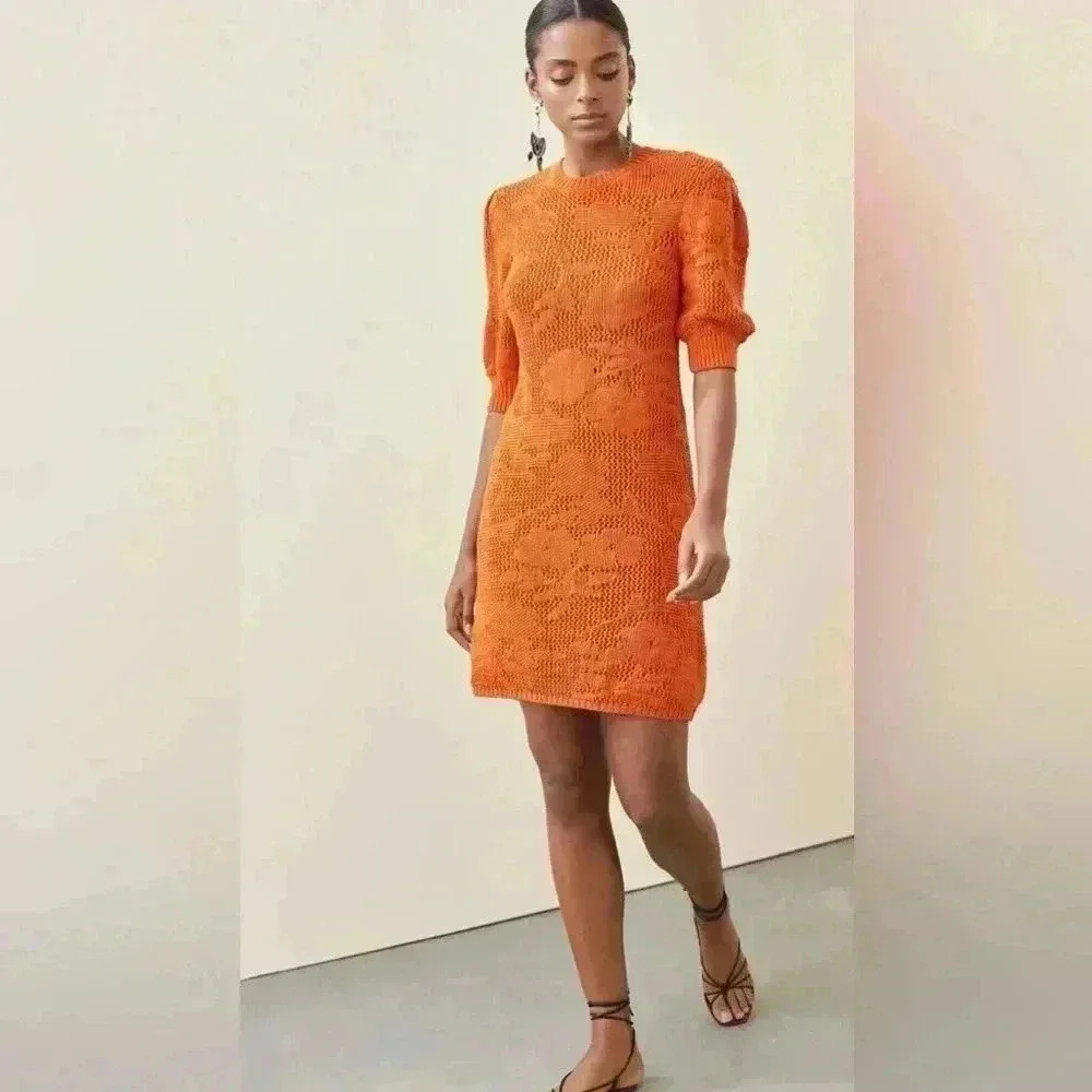 Anthropologie Maeve Pointelle Knit Mini Dress